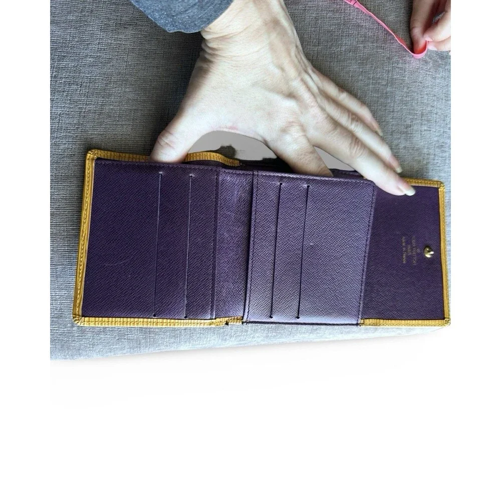 Louis Vuitton 💛💜Vintage Epi Leather Wallet Yellow-Purple Trifold Elise Retro